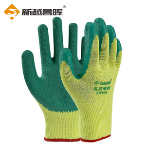 皱纹浸胶绿色手套