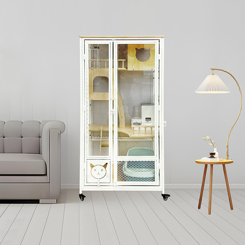 钢木林间乐园猫别墅(白色小号)81.2*63.6*146cm